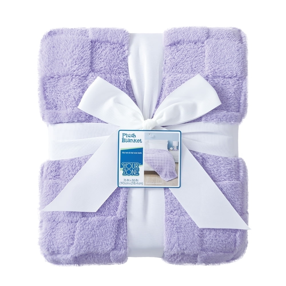 Your Zone Lavender Purple Checkerboard Oversized Blanket 76x86 - Twin/Full